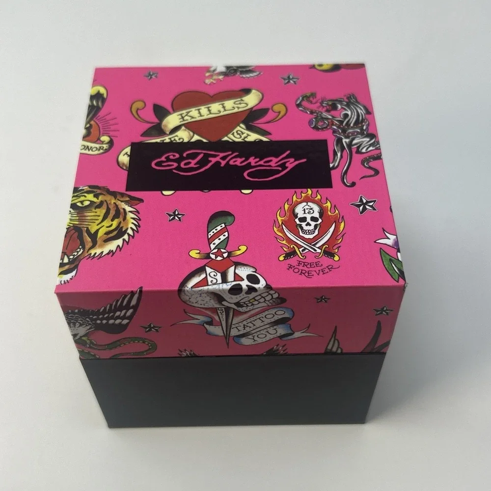 NIB Ed Hardy Red Crystal Iced Out Women's Watch Multi-Subdial Face ($85 Retail)